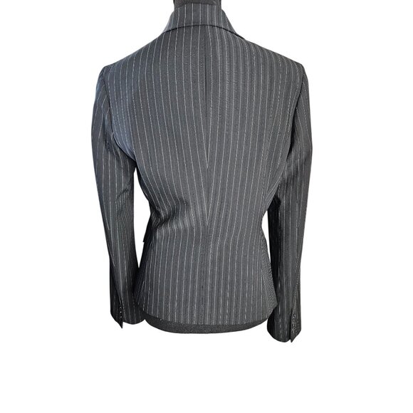 Tahari Womens Pinstripe One Button Blazer Size 6 Black & White Career Office - Picture 4 of 14